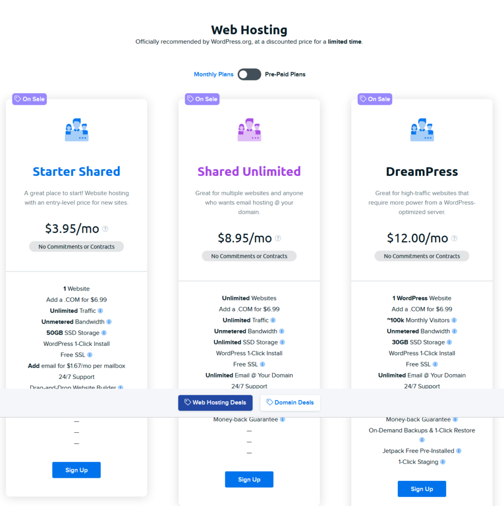 dreamhost pricing