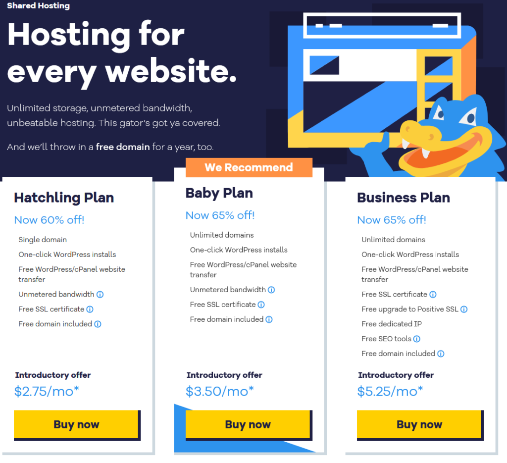 hostgator plans